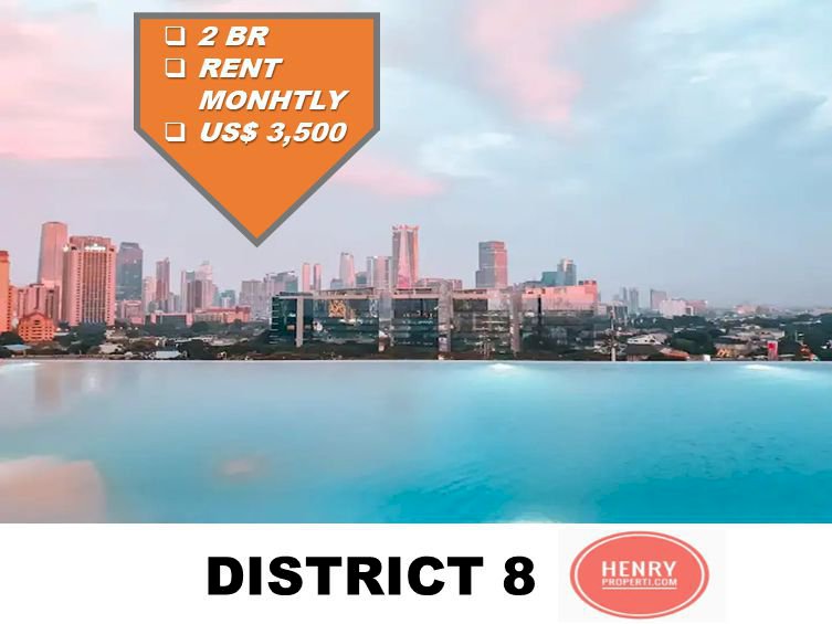 District 8 SCBD Sudirman Monthly Rent 2BR High Floor Full Furnish City View