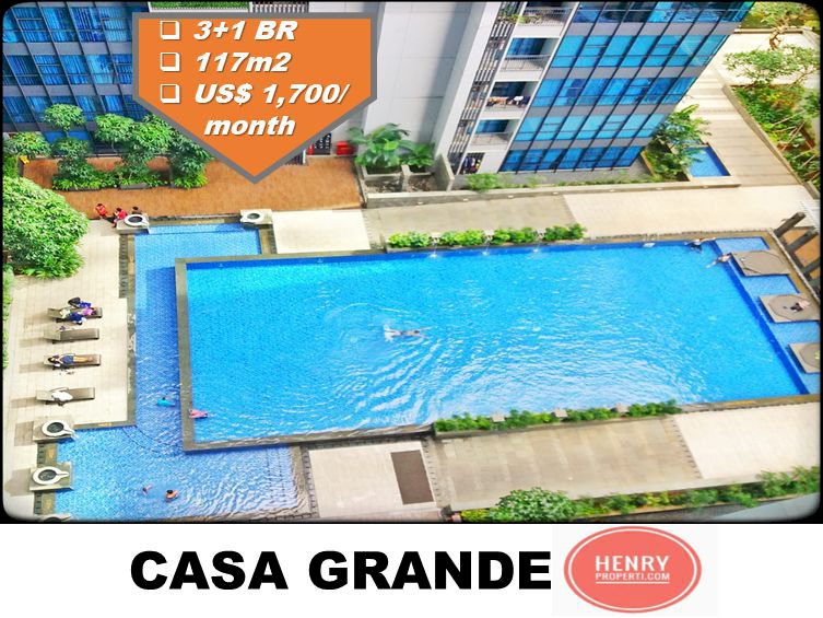 Casa Grande Phase 2 For Rent 3+1BR Full Furnish and Full Renov Low Fl