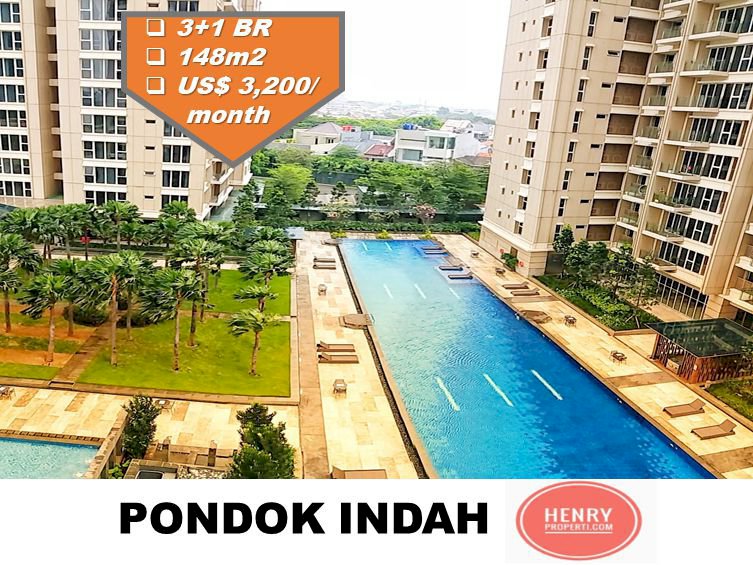 Pondok Indah Residence For Rent Beautiful 3+1 BR Tower Maya Low Fl