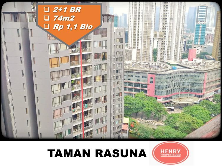 Taman Rasuna Dijual Cepat Dibawah NJOP 2+1BR Lantai Tinggi Furnish