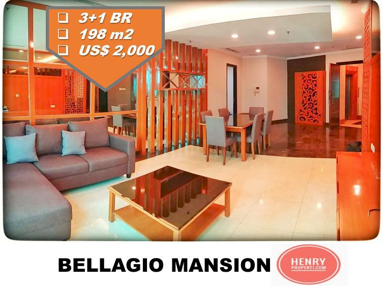 For Rent 3+1BR Unit 198m2 Full Furnish City View at Bellagio Mansion