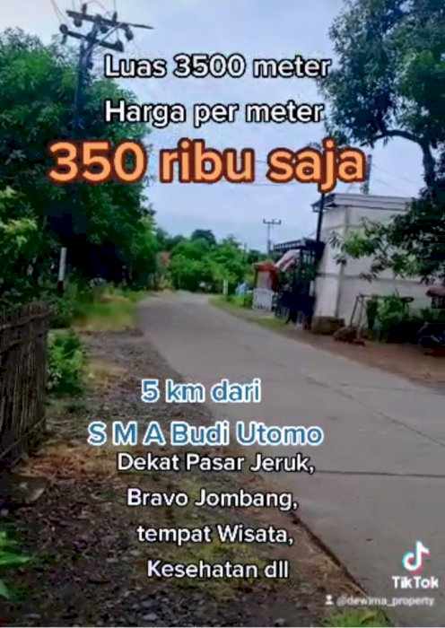 Dijual Tanah 0 jalan, strategis dekat pondok dan pasar di Jombang