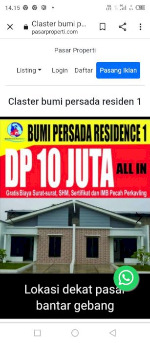 Promo rumah cluster di Bekasi timur
