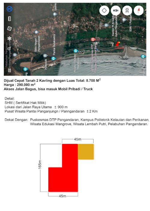 Tanah SHM luas 8700m2 dekat pantai