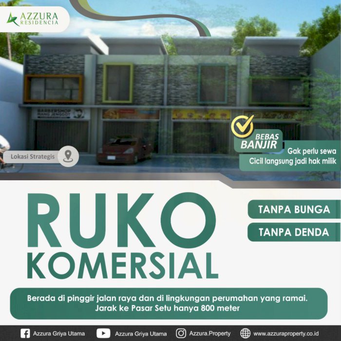 Ruko Murah Dekat Pasar Setu Pinggir Jalan Raya Lingkungan Ramai