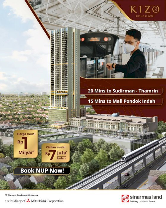 Apartemen 1M-an dekat Stasiun MRT