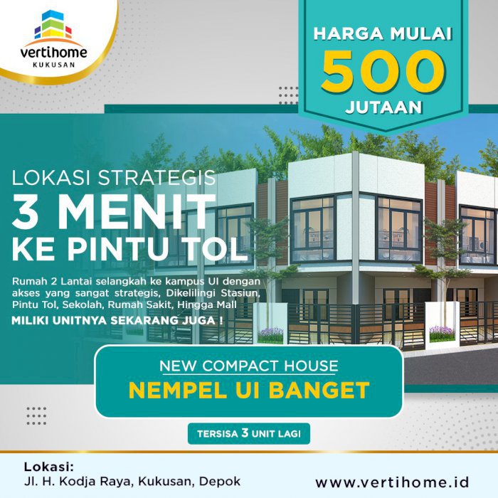 Rumah Murah 2 lantai Kukusan Nempel Universitas Indonesia