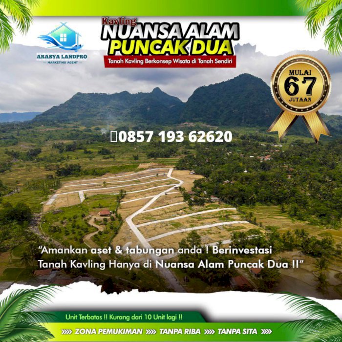 TANAH KAVLING EKSKLUSIF TERMURAH NEMPEL JALAN RAYA JALUR WISATA PUNCAK