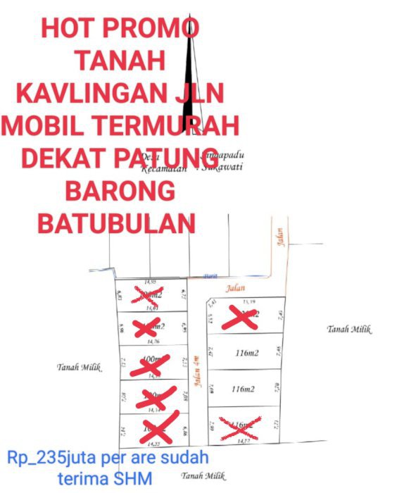 Dijual tanah kavlingan murah dekat patung Barong batubulan