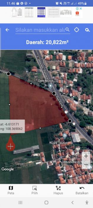 Tanah murah strategis cirebon deket jalan raya 1500 bata / 3 bahu