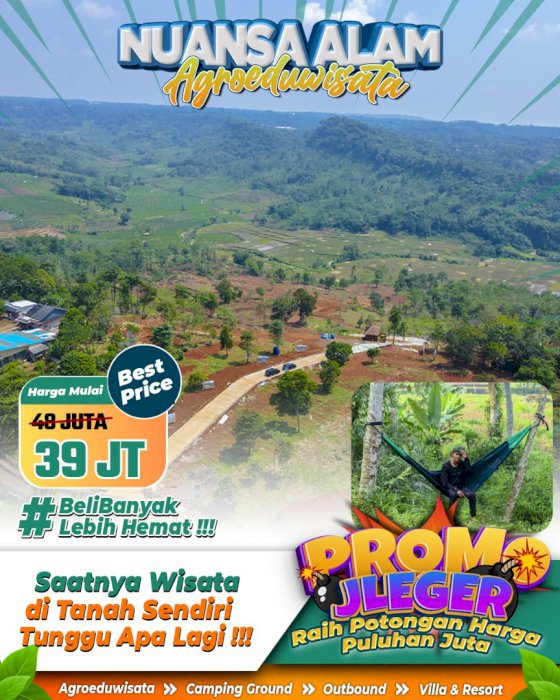 PROMO TERBAIK KAVLING VILLA EKSKLUSIF STRATEGIS NEMPEL TEMPAT WISATA