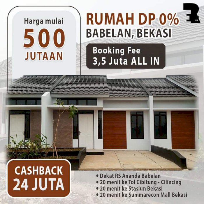 Rumah siap huni babelan nol DP
