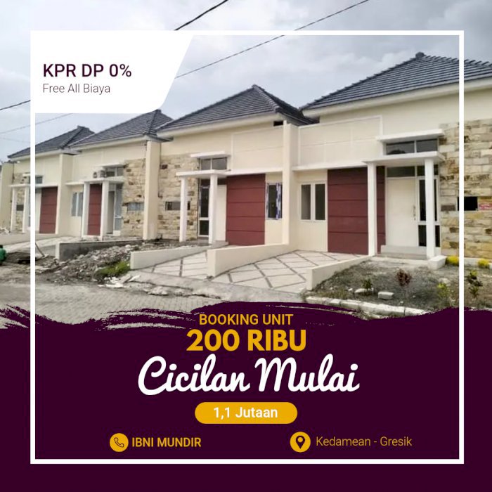kredit perumahan pilih unit cukup bayar 200 ribu free all biaya