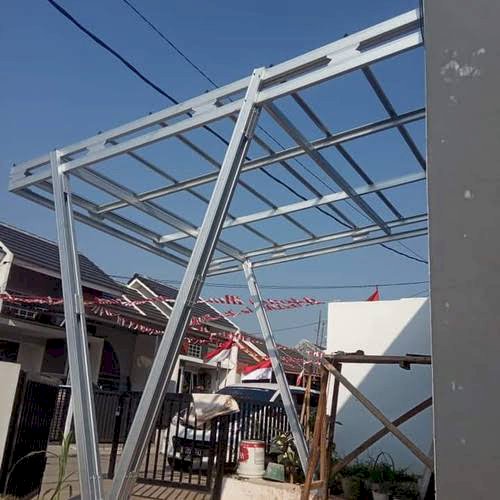 PEMASANGAN KANOPI BAJA RINGAN SPANDEK POLOS