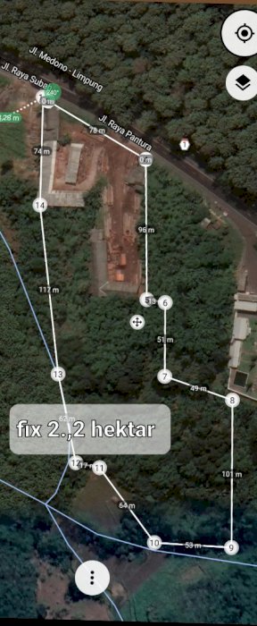 Jual tanah SHM luas 2.2ha pinggir jlan pantura batang-semarang