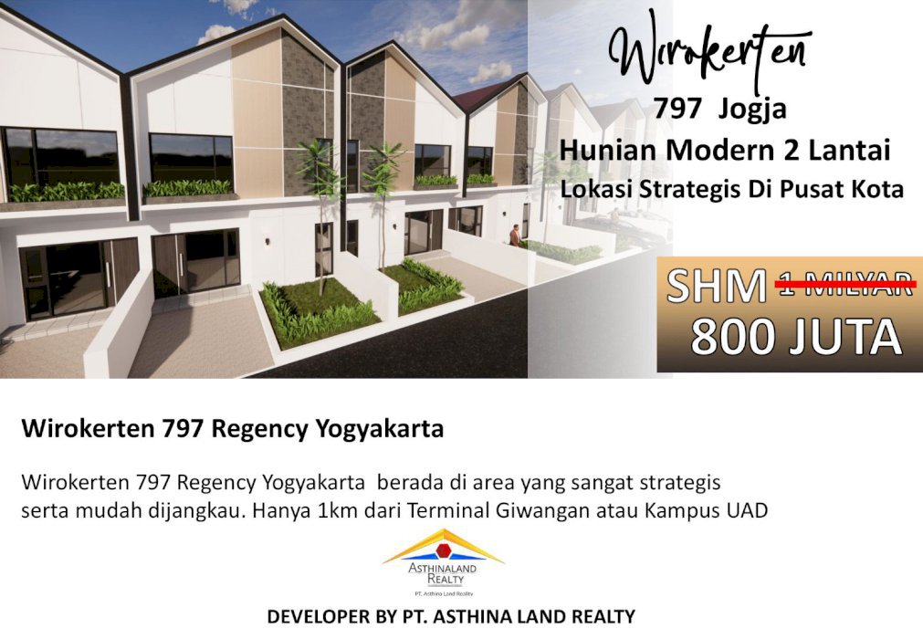 DIJUAL PERUMAHAN WIROKERTEN797 TIPE 70/85, BANTUL YOGYAKARTA