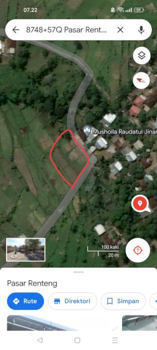 Jual tanah 10 are di kawasan Lombok kwangrundun atas pasar renteng