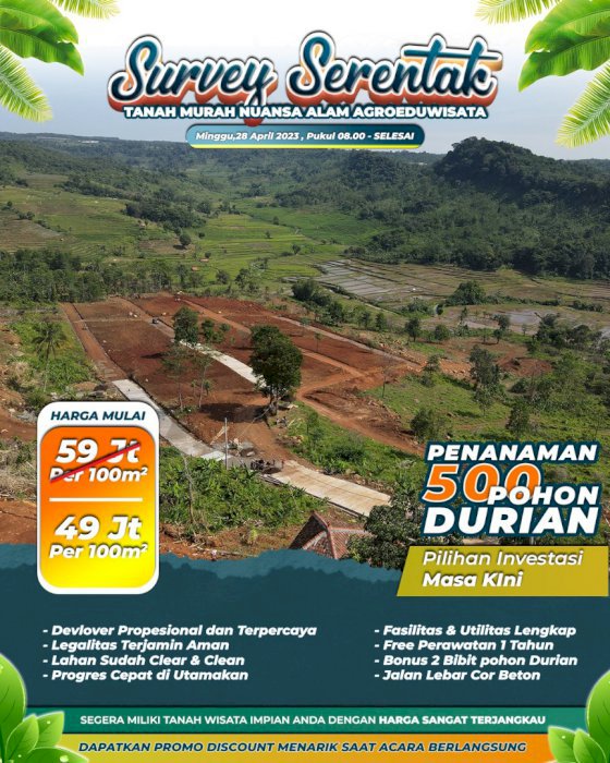 PROMO TERMURAH TANAH KAVLING VILA BEST SELLER STRATEGIS NEMPEL  WISATA