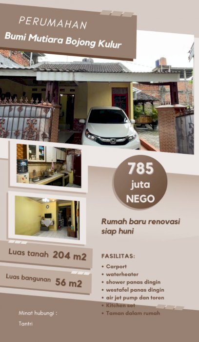 Dijual Rumah di Perumahan Bumi Mutiara Bojong Kulur Bogor