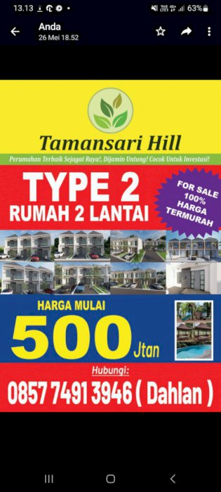 Rumah dijual bogor tamansari hill