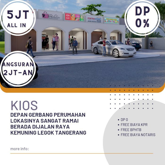 Kios 2 lantai hanya 5 juta tanpa DP