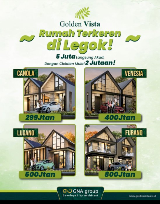 Rumah cantik dengan lokasi strategis Golden vista Legok Tangerang