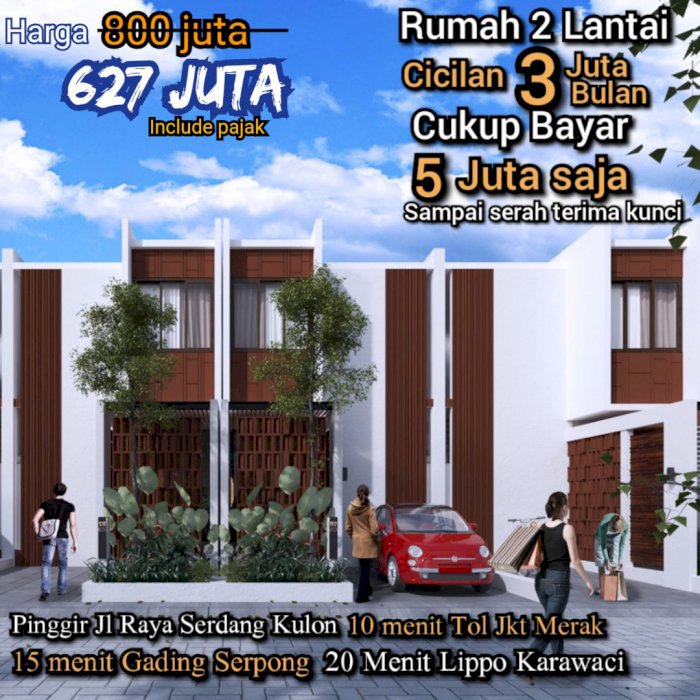 Dijual Rumah 2 Lantai Cluster Agung Indah 2, Tangerang Banten