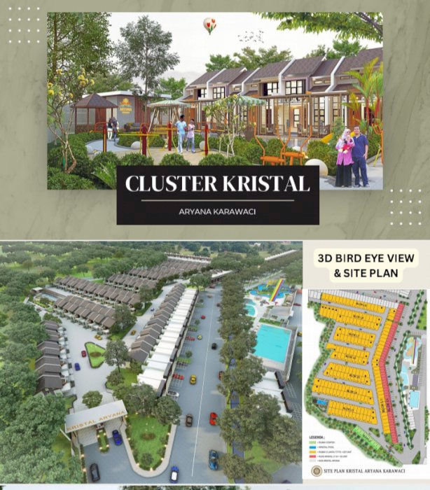 Rumah 2 lantai 4 kamar tidur cluster kristal Aryana karawaci Tangerang