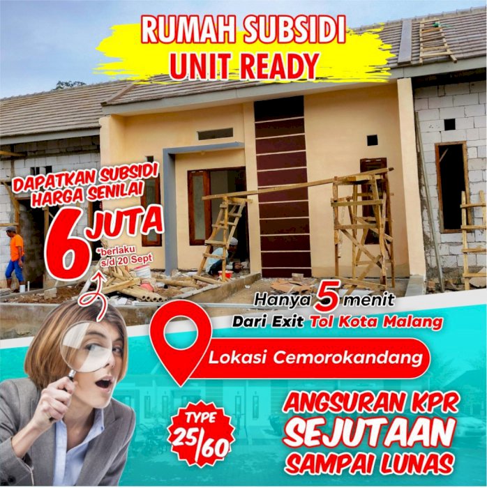 RUMAH SUBSIDI DP RINGAN + ANGSURAN FLAT