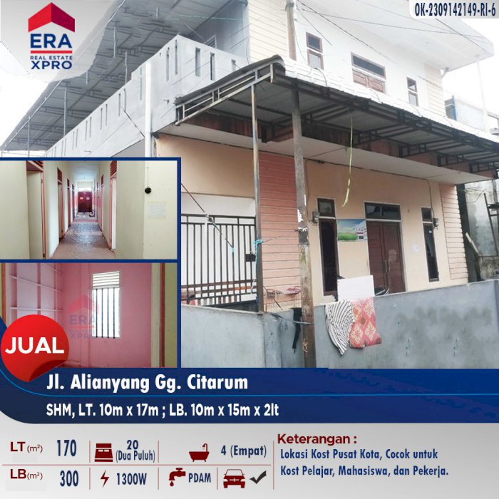 Jual Rumah Kosan Strategis Pontianak Kalimantan Barat