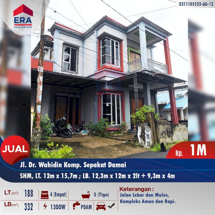 Jual Rumah 2 Lantai Jln Dr Wahidin Pontianak Kalimantan Barat