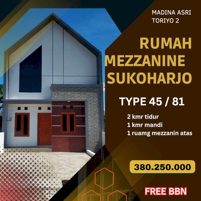 DIJUAL RUMAH BARU MEZZANIN DI JOMBOR SUKOHARJO
