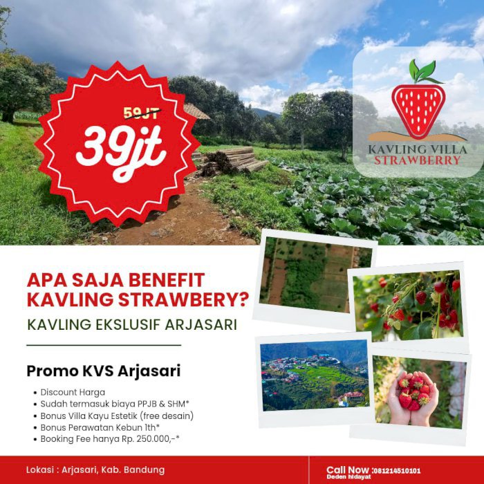 DiJual Tanah Kavling  Villa Strawberry Arjasari Bandung Jawa Barat