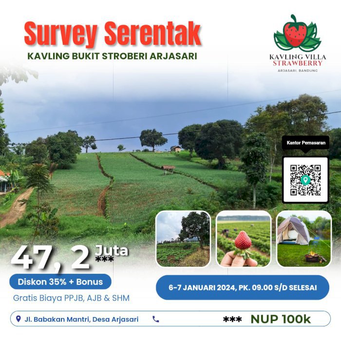 DIJUAL _ TANAH KAVLING STRAWBERRY ARJASARI. BANDUNG SHM