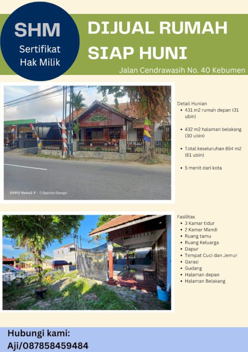 Monggo WTS/Dijual Tanah, bangunan, dan pekarangan SHM