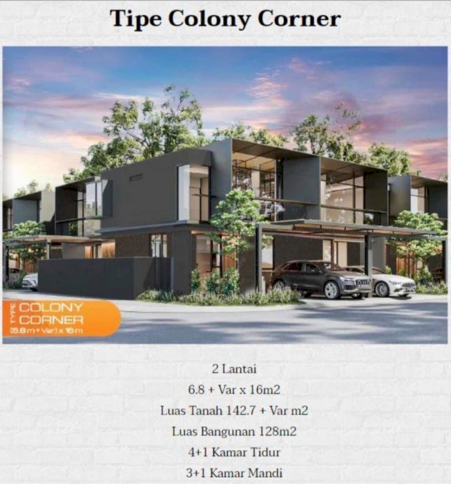 RUMAH TYPE COLONY CORNER DI CIKARANG