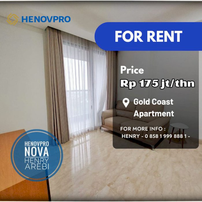 Gold Coast Apartment 2+1BR Furnish Lantai Tengah Best Sea View