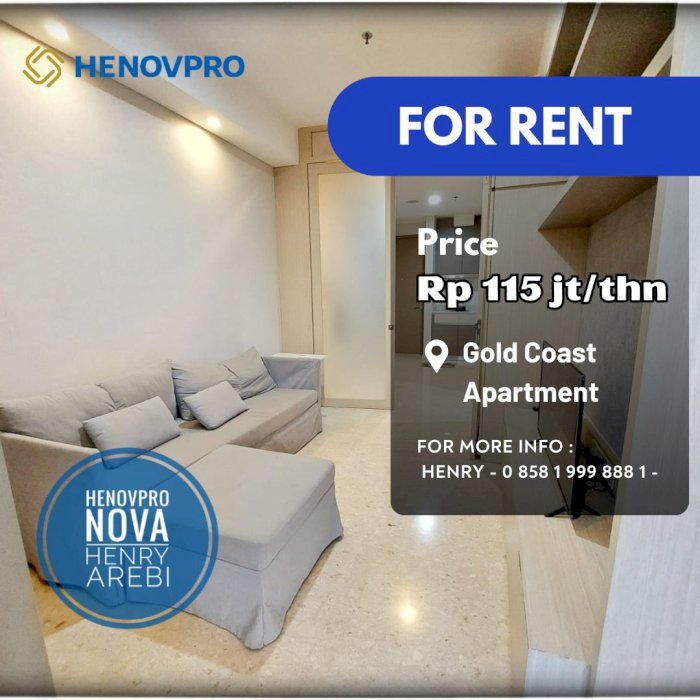 Gold Coast Apartment 1BR Furnish Lantai Rendah