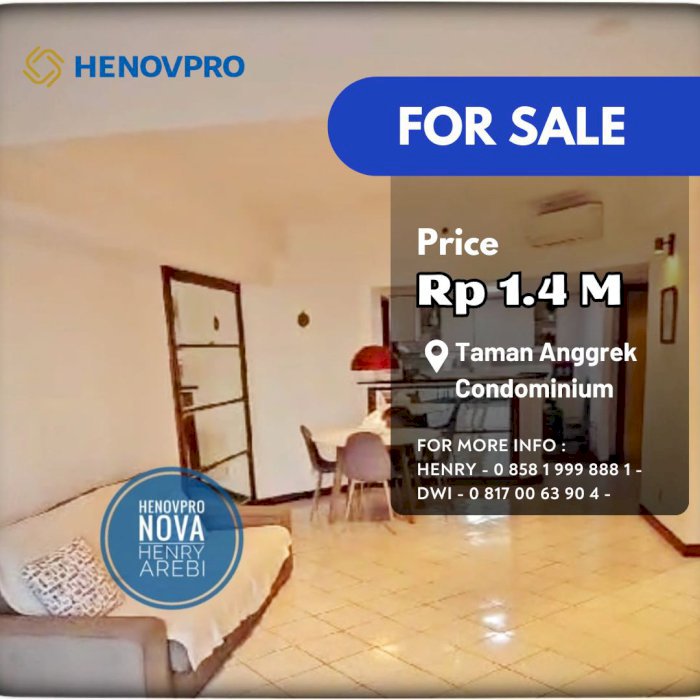 Taman Anggrek Condo 2+1BR SPECIAL UNIT Hadap Timur