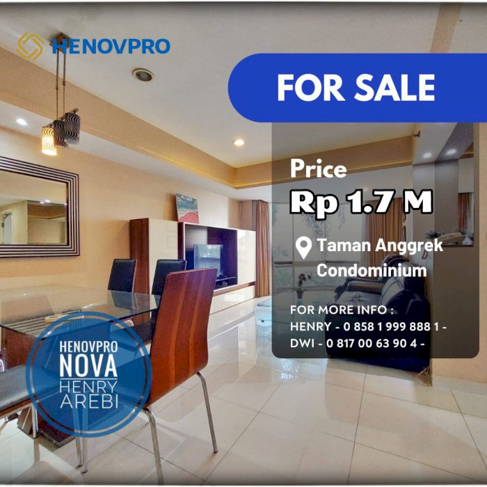 Taman Anggrek Condo 2+1BR Lantai Rendah Sdh Renov Hadap Timur