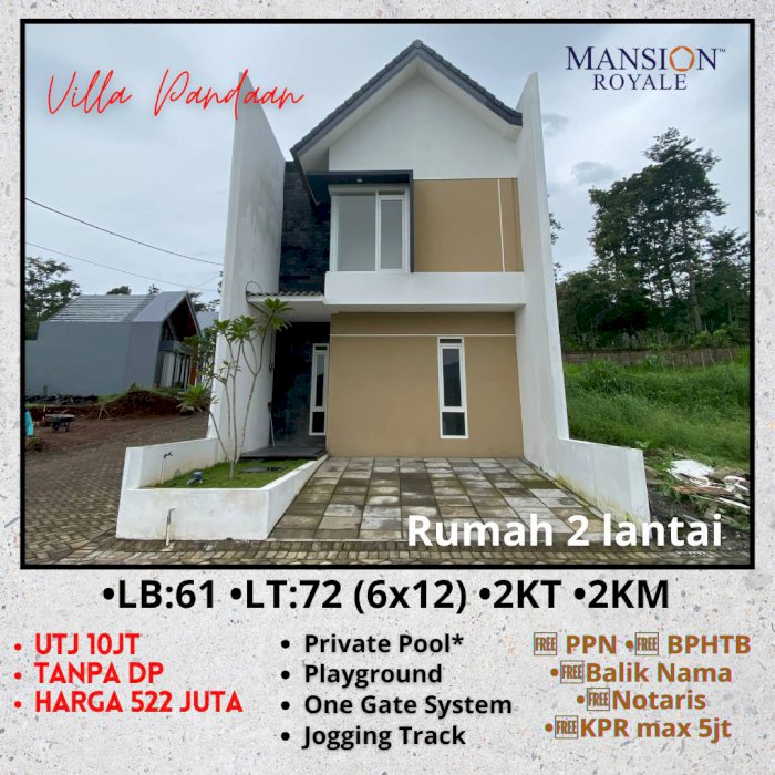 RUMAH VILLA  MURAH 2 LANTAI  LOKASI STRATEGIS DI PANDAAN