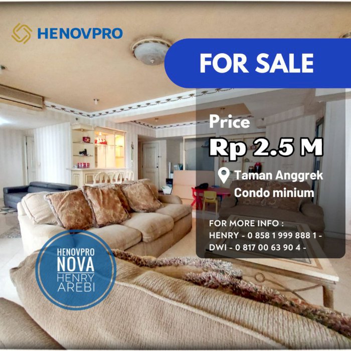 Taman Anggrek Condo 4+1 BR SPECIAL UNIT Sdh Renov Hadap Pool+City