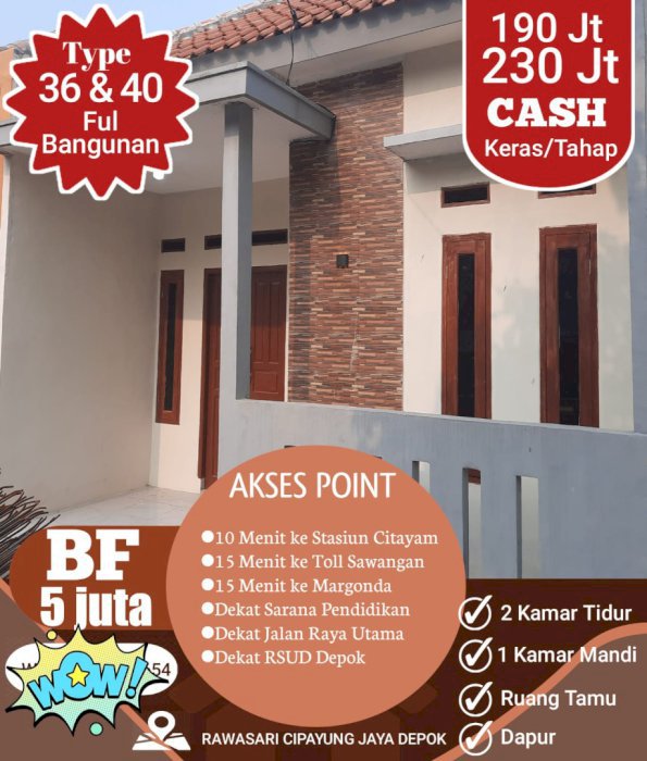 DIJUAL RUMAH MODERN MINIMALIS DI RAWASARI DEPOK