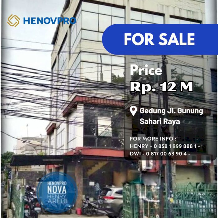 Turun Harga Gedung 4 Lt. Sekitar Gunung Sahari Cocok Unt Kantor/Hotel