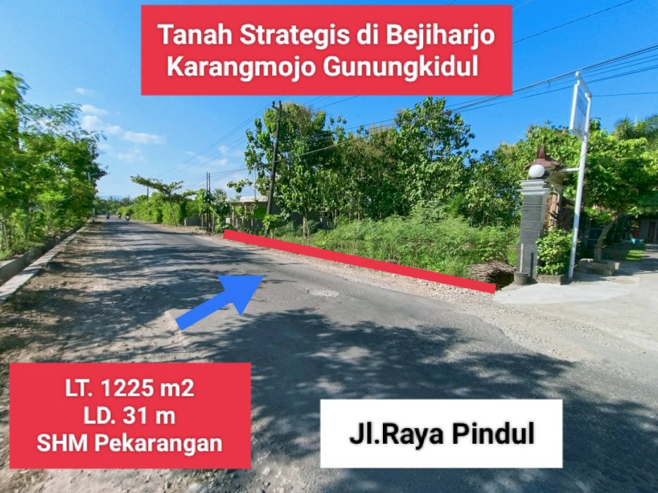 Jual Tanah strategis pinggir jalan raya pindul Bejiharjo Gunungkidul