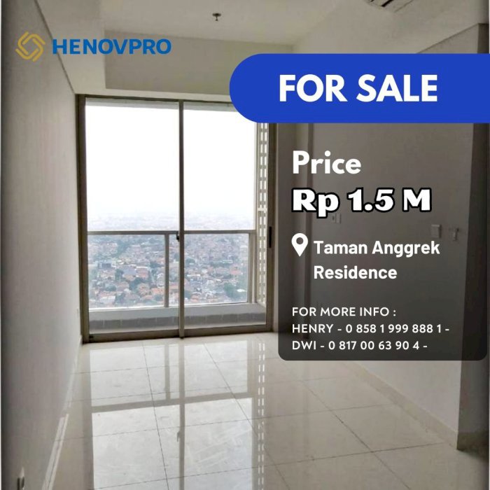 Taman Anggrek Residence TURUN HARGA 1BR DIJUAL CEPAT BEST CITY VIEW