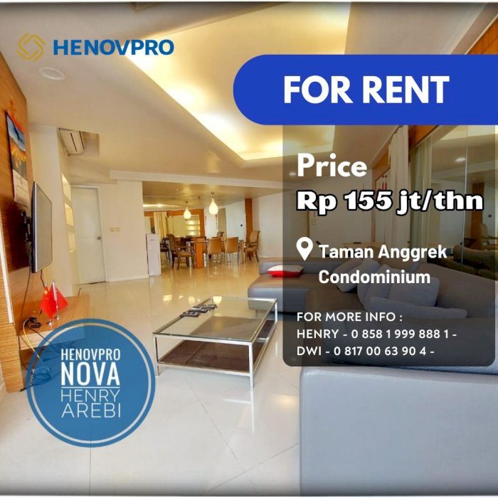 Taman Anggrek Unit 3+1 BR Full Furnish City View