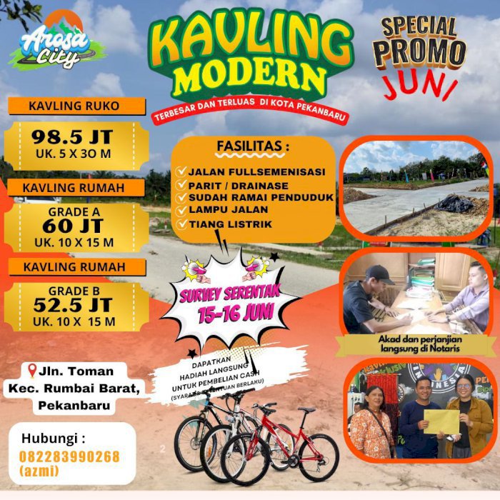 Tanah Kavling Ruko dan Rumah 150m2 Kota Pekanbaru