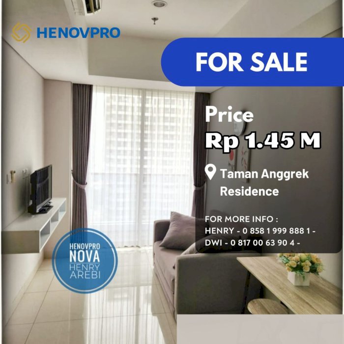 Taman Anggrek Residence TURUN HARGA 1BR DIJUAL CEPAT POOL VIEW