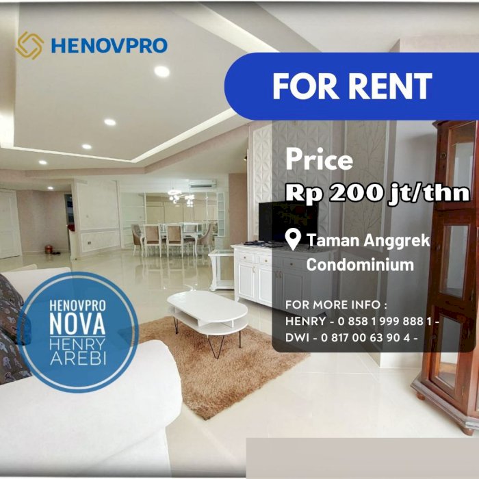 Apartemen Taman Anggrek Unit 3+1 BR Full Furnish BEST City View